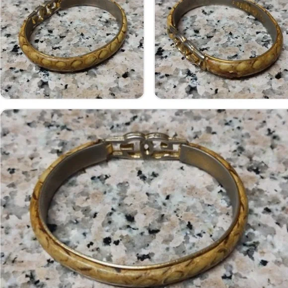 Gold and Brown Bangle Bracelet